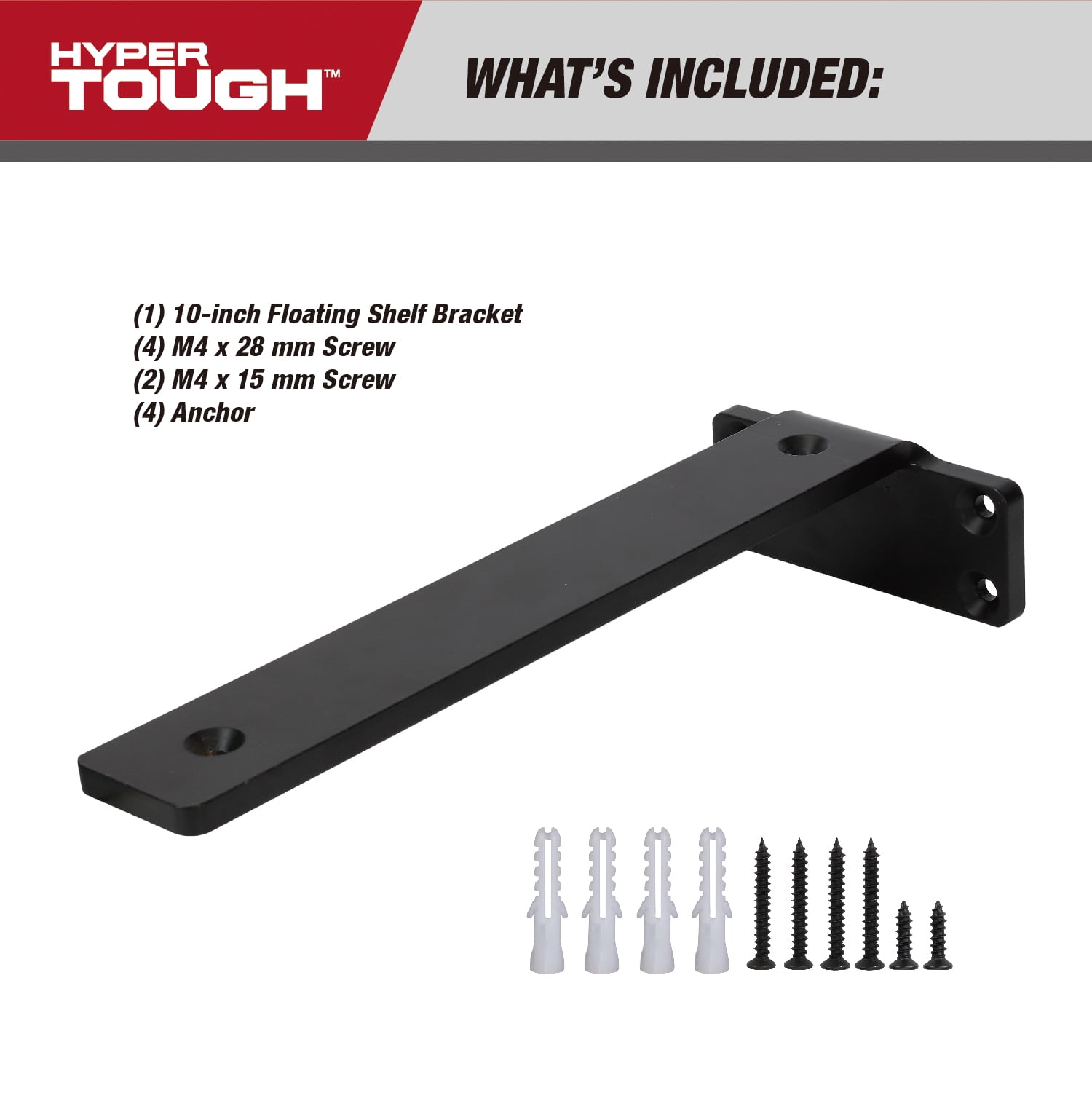 Hyper Tough 10 in x 4 in Floating Shelf Bracket, Black