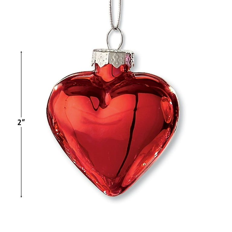 Shiny Glass Hearts Valentine's Day Ornaments - Set of 12, Holiday