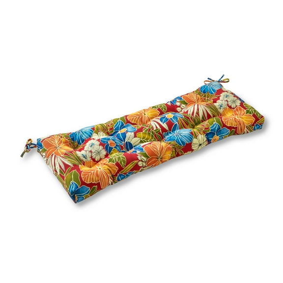 Greendale Home Fashions Aloha Red Floral 44 x 17 in. Outdoor Bench Seat Cushion