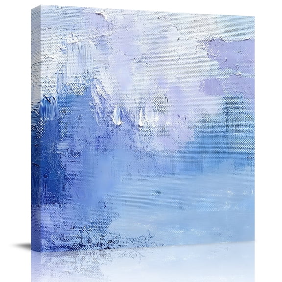 Modern Blue Purple Oil Painting Canvas Artwork Painting Art, Abstract Simple Art Square Framed Wall Decorations Prints Picture for Bedroom Kitchen Living Room, 12x12 in