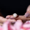 thumbnail image 4 of Rosec Jewels Freshwater Pearl Halo Engagement Ring for Diamond - 8 mm - 7 Carat - AAA Quality - with Jewelry Box, 14K Yellow Gold, US 3.00, 4 of 7
