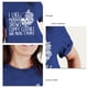 thumbnail image 5 of Camiseta de manga corta para mujer, estilo casual, de moda, cuello redondo, talla XL, estilo retro azul con estampado blanco, 5 of 6