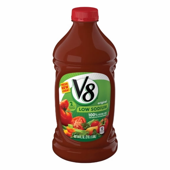 Pack of 2 - V8 Low Sodium Original 100% Vegetable Juice Bottle 64 fl oz