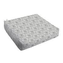 Sorra Home Grey and White Geometric Indoor/Outdoor Deep Seating Cushion, Round Front