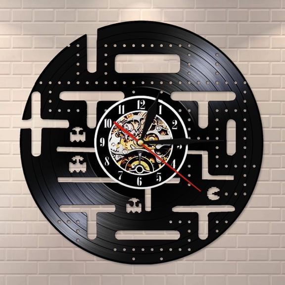 YanGxx Video Game Vintage Wall Clock Made Of Vinyl Record for Kid Room Gamer Home Decor Retro Arcade Game Silent Non Ticking Wall Watch