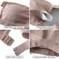 thumbnail image 6 of VISALY Women Plus Size Strapless Bandeau Bra Anti Slip Strapless Crisscross Back Bralettes Side Hook Closure Tube Bra Non Slip Cross Back Padded Seamless Seamless Stretch Wrap Tube Brassiere Khaki S, 6 of 7