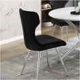 thumbnail image 2 of Modern Side Chairs Set of 2, Black Velvet Upholstered Dining Chairs with Chrome Metal Legs, Contemporary Accent Chairs for Kitchen or Dining Room, 2 of 10