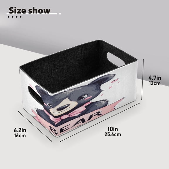 BZSMCE Shelf Baskets Cute Black Bear Pattern Storage Cube Bins 10.1*6.3*4.7in Set of 2