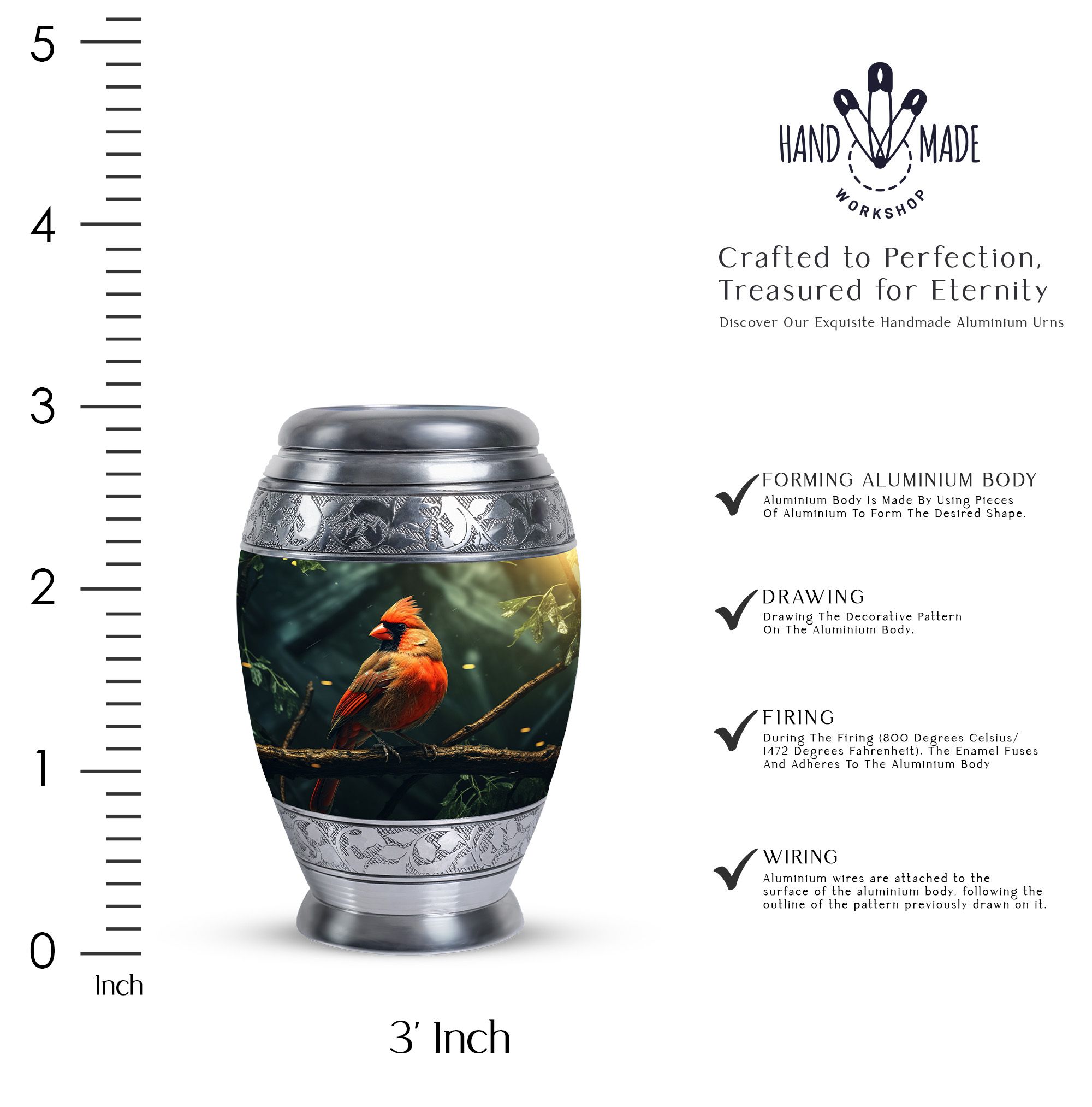The Raven's Watch over Forgotten Realms Decorative Urns For Human Ashes - Classic Small Urn for Women's Ashes - Tiny Elegant Memorial for Human Remembrance - Cremation Urn - Memorial Gifts (3inch,4Pc)