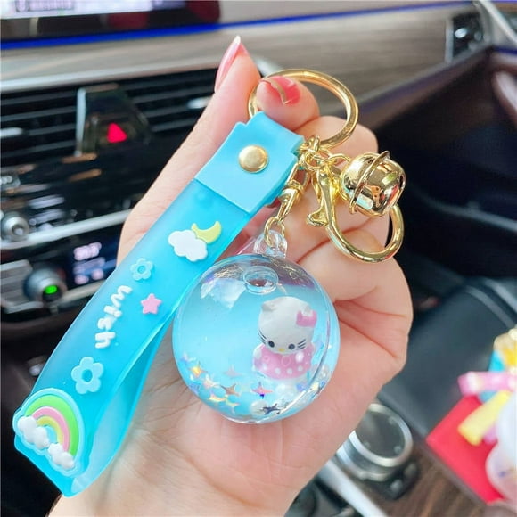 Porte-clés acrylique univers promener le chien dans l'huile liquide porte-clés flottant porte-clés pendentif créatif