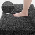 thumbnail image 1 of Alfombras de baño gruesas y afelpadas, superelásticas, suaves y esponjosas, de lujo, antideslizantes, absorbentes de agua, de secado rápido, lavables a máquina, 50 x 81 cm, color negro, 1 of 7