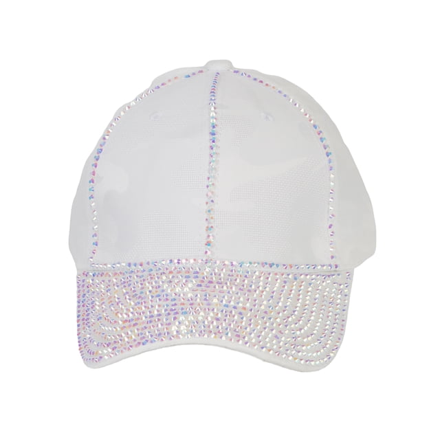 Top Headwear Glitter Stud Baseball Cap - White