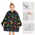 thumbnail image 6 of Colorful Games Text Black Pattern Blanket Hoodies for Kids 6-13YR Oversize Wearable Blanket Hoodies for Boys Girls Teens, 6 of 7