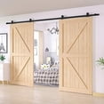 thumbnail image 4 of WINSOON 5FT WinSoon Antique Top Mount Double Sliding Barn Wood Door Hardware Cabinet Kit Black, 4 of 7