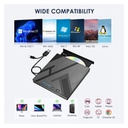 External CD DVD Drive with 4 USB Ports and TF/SD Card Slots Portable CD/DVD Disk Drive Player Burner Reader Writer for Laptop PC