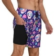 thumbnail image 2 of Fotbe Skull mushroom rainbow Men’s Swim Trunks Quick Dry Swim Shorts Board Shorts with Mesh Lining-Large, 2 of 9