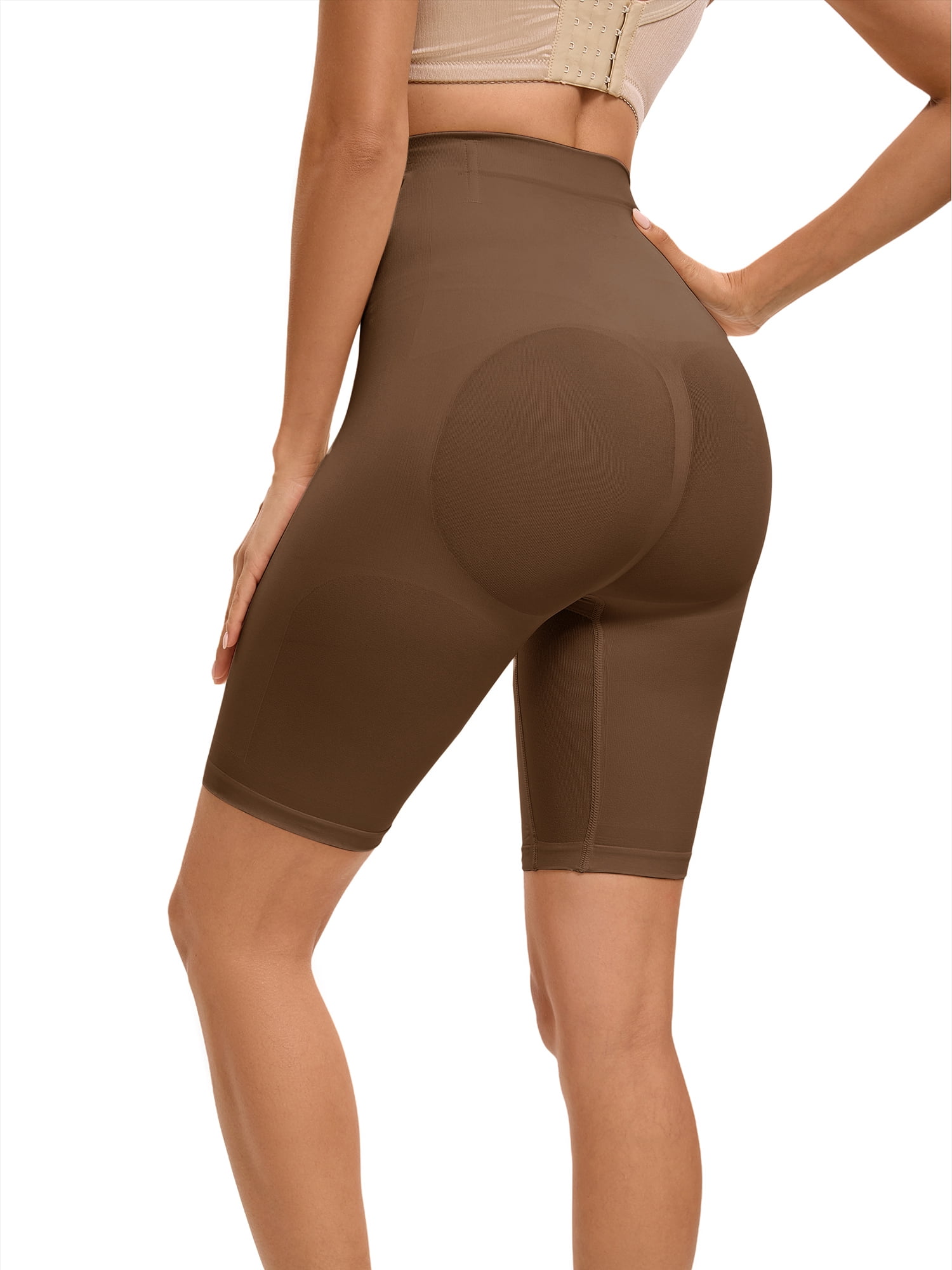 Unique Bargains Women's Control Waist High Elasticity Shapewear Panties M Dark Brown