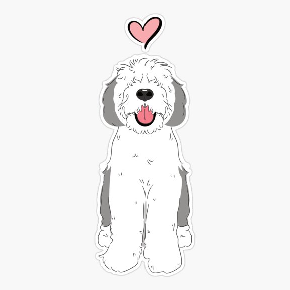Love Gray Grey And White Sheepadoodle 3 Er, Phone Decal Water Bottle Stickers Car Decals, Funny Birthday Gift