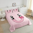 thumbnail image 4 of Erosebridal Initial Monogrammed Bedding Twin Comforter Set,Bowknot Cow Print Down Comforter,Microfiber Reversible Bedding Sets Twin with Comforter,Kawaii Room Decorative,3pcs, 4 of 8