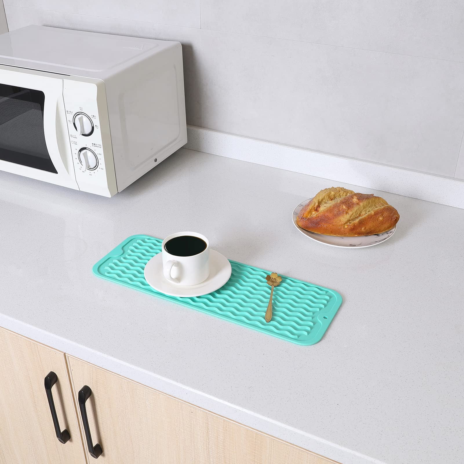 Silicone Drying Mat for Kitchen Counter – 12 x 15.8 Dish Mat Set with  Silicone Sponge Keeps Countertops Dry – Dishwasher-Safe Silicone Dish  Drying