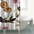 thumbnail image 3 of Ensemble de Rideau de Douche avec Doublure à Boutons-Pression, Fleurs Rouges Automne Vintage (4) Rideaux de Douche Doublure de Douche Imperméable, Doublure de Rideaux en Polyester Neutre Esthétique, 72x72 Pouces, 3 of 4