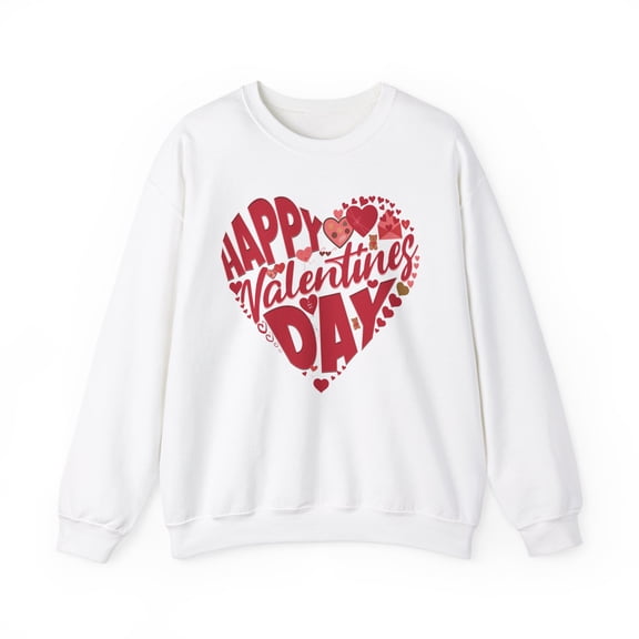 Happy Valentine's Day Womens Crewneck Sweatshirt, Cute Heart Design