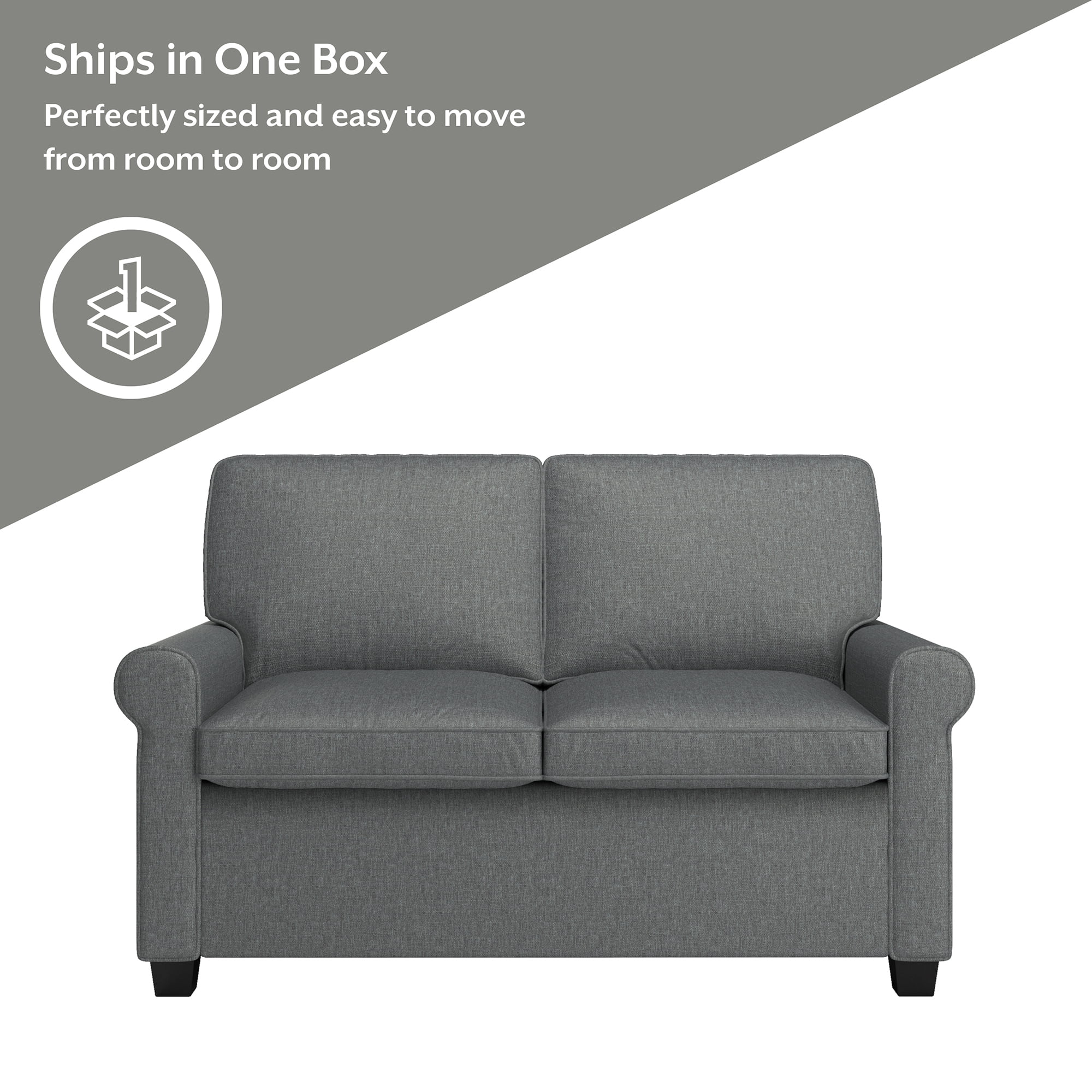 Mainstays Tatum Twin Sleeper 56.25" Loveseat, Dark Gray