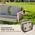 thumbnail image 3 of Homrest 3 Person Aluminum Wicker Porch Swing with Cup Holder and Cushions, Grey, 3 of 9