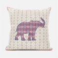 thumbnail image 5 of Amrita Sen Designs  26 x 26 in. Elephant Silhouette Duo Broadcloth Indoor & Outdoor Zippered Pillow - Off White, Pink & Blue, 5 of 6