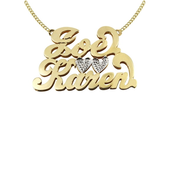 14K Gold  Couple Names Name Plate Necklace | Style #63