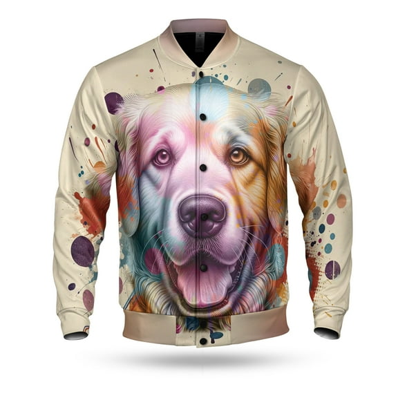 Golden Retriever Portrait Watercolor Vintage Retro Styles All Over Print 3D Baseball Jacket Goldens Dog Lover Gifts Idea Bomber Jacket Softball - 00001