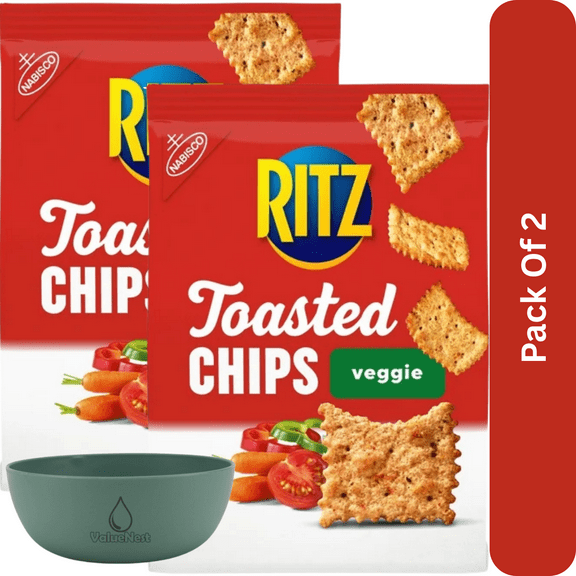 RITZ Toasted Chips Veggie Crackers,8.1 oz Party Snacks, With Olive Green Bowl By ValueNest