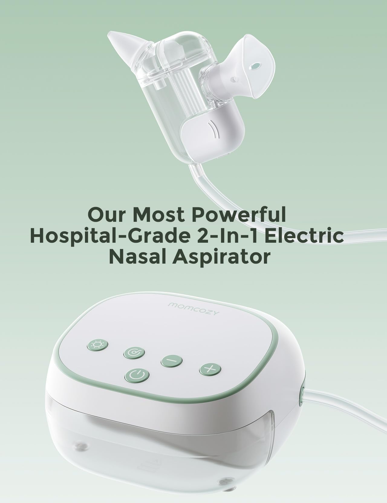 Momcozy BreezyClear Pro™ Nasal Aspirator for Baby, Hospital-Grade 75 kPa, 9 Adjustable Suction Levels, with Light & Music