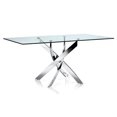 thumbnail image 3 of Star Rectangular Glass Dining Table with Chrome Stainless Steel Base Polish Finish, 3 of 3