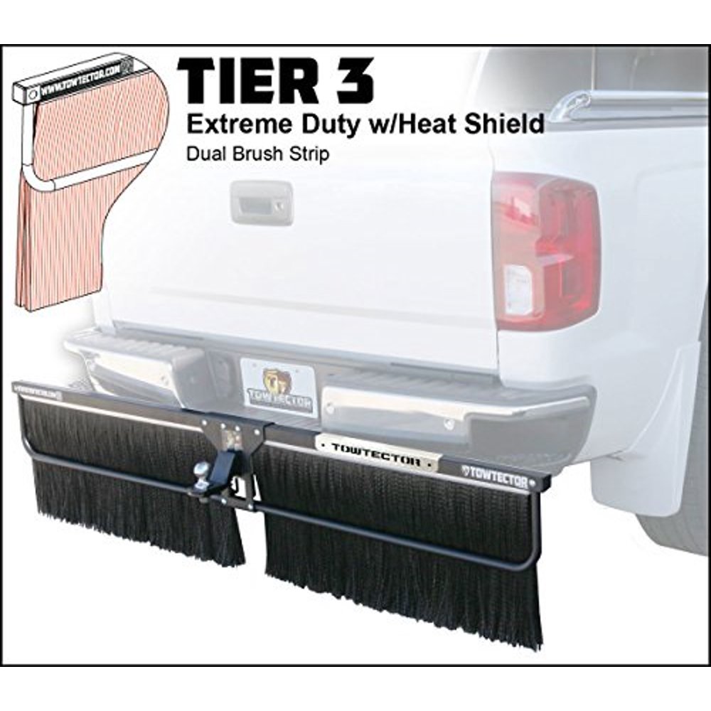 towtector tier 3 mud flap 27815t3hs extreme duty dual brush strip with heat shield 78" wide