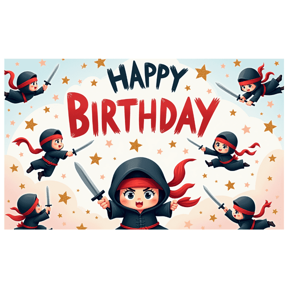 Ninja Theme Birthday Banner Cartoon Character Kids Party Decor for Children Celebration Birthday Party Indoor Event