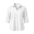 thumbnail image 3 of cocolona Womens Solid Color Collared Blouses 3/4 Sleeve Casual Shirts Summer Vacation Beach Tops, 3 of 7