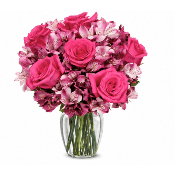 From You Flowers - Pink Rose & Alstroemeria Bouquet with Free Vase (Fresh Flowers)