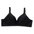 thumbnail image 2 of Bigersell Wireless Bras for Women Lace V-Neck Push up Bra No Underwire Womens Full Figure T-Shirt Bra Comfort Soft Cup Breathable Padded Bralette, B12-17, Black, XL, 2 of 4