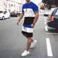 thumbnail image 4 of Vedolay Mens Short Outfit Mens Short Sets 2 Piece Outfits Summer Shirt and Shorts Set,D-Blue XXL, 4 of 5