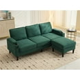 thumbnail image 3 of L-Shaped Sectional Sofa with Storage Ottoman, 78 Inch Modern Linen Fabric Upholstered Accent Sofa with USB Port, Side Pocket and Arm Storage, 3 Seater Couch for Living Room, Green, 3 of 7