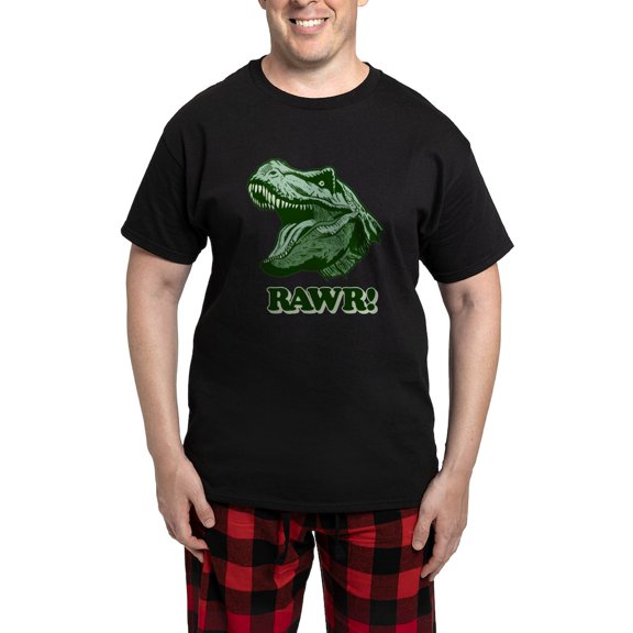CafePress - T Rex RAWR Men's Dark Pajamas - Men's Dark Loose Fit Cotton Pajama Set