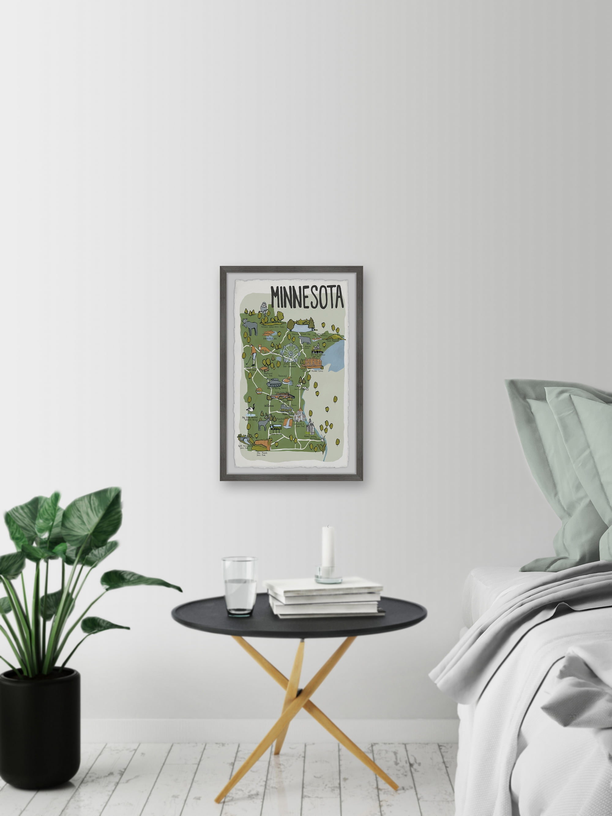 Marmont Hill Green Minnesota Spots Framed Wall Art, 1.50" x 24.00"