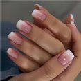 thumbnail image 1 of Presiona Nails WAFOLOZE, diseño cuadrado, rosa a blanco, degradado, 1 of 6