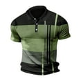 thumbnail image 3 of Beugl Mens Shirts Clearance, Men Spring and Summer Button Down Short Sleeve Top Plaid Lapel Color Blocking Stripe Print T Shirt Golf Shirts for Men, Polo Shirts for Men Green XL, 3 of 4