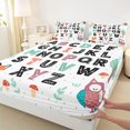 thumbnail image 3 of Homewish Abc Aplhabet Twin Sheet Sets,Teens Edoicational Twin Fitted Sheet,Wild Fox Owl Flat Sheet For Girl Boys,Luxury Bedroom Decor,3 Pieces, 3 of 7