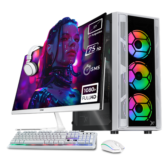 Xtreme PC Gaming AMD Radeon 760M Ryzen 5 8600G 16GB DDR5 SSD 1TB Monitor 27 75Hz WIFI White blanco