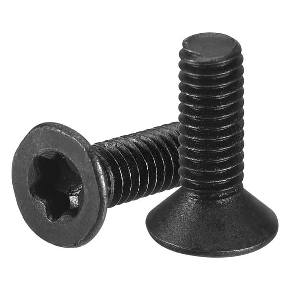 M3-0.5 x 8mm Flat Torx Head Machine Screws, 20 Pack 10.9 Grade Carbon Steel Flat Countersunk Torx Anti Theft Machine Screws, Black Oxide Finish, Full Thread, Torx Drive