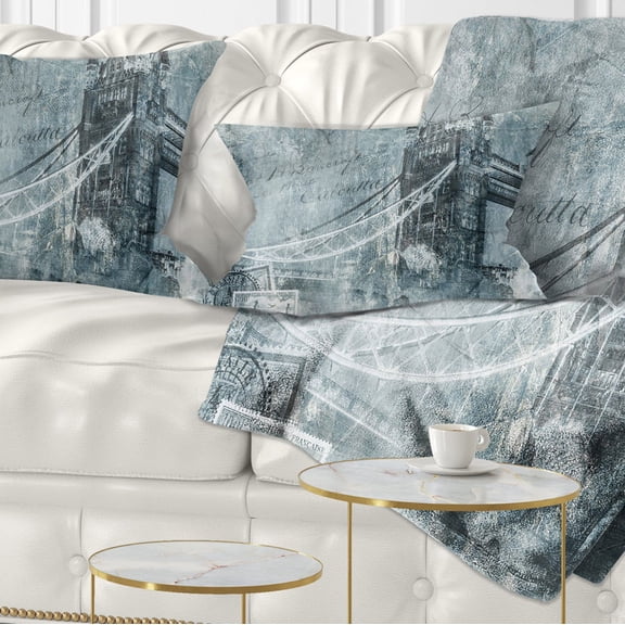 Designart Tower Bridge London - Contemporary Throw Pillow - 12x20