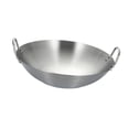 thumbnail image 4 of Sartén wok de acero inoxidable, sartén para saltear, plateada, multiusos, fondo plano para cocinar a , freír, cocinar en cocina, hogar Diámetro 26cm, 4 of 9